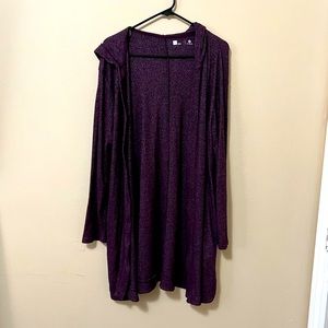 XERSION Burgundy Hooded Cardigan Long Sleeve - L